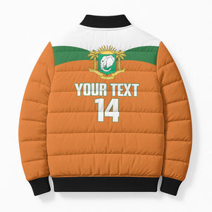Custom Cote d'Ivoire 2026 Football Bomber Puffer Jacket Allez Les Elephant