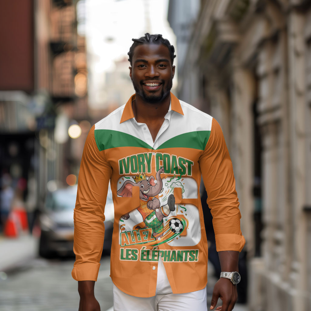 Custom Cote d'Ivoire 2026 Football Long Sleeve Button Shirt Allez Les Elephant