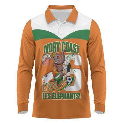 Custom Cote d'Ivoire 2026 Football Long Sleeve Polo Shirt Allez Les Elephant
