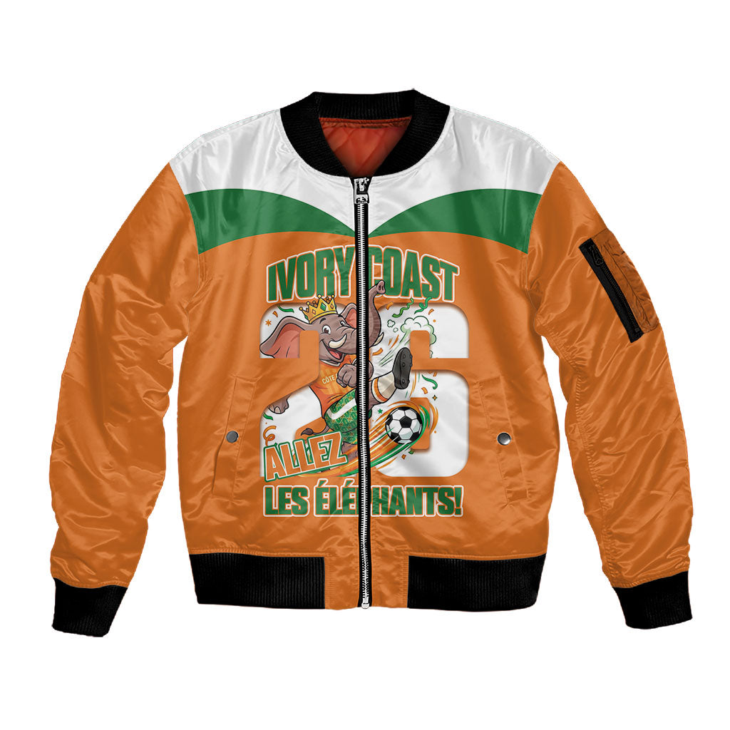 Custom Cote d'Ivoire 2026 Football Sleeve Zip Bomber Jacket Allez Les Elephant