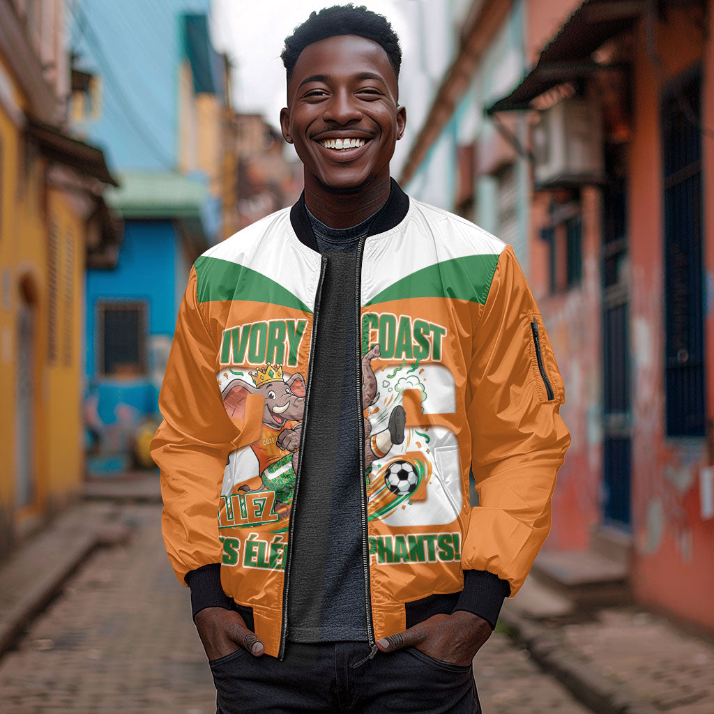 Custom Cote d'Ivoire 2026 Football Sleeve Zip Bomber Jacket Allez Les Elephant