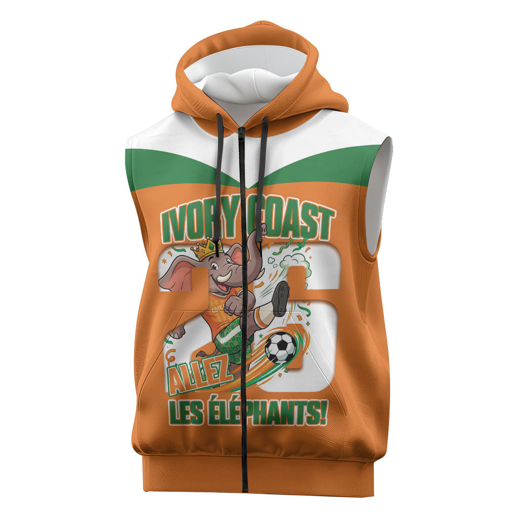 Custom Cote d'Ivoire 2026 Football Sleeveless Zip Hoodie Allez Les Elephant