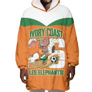 Custom Cote d'Ivoire 2026 Football Wearable Blanket Hoodie Allez Les Elephant