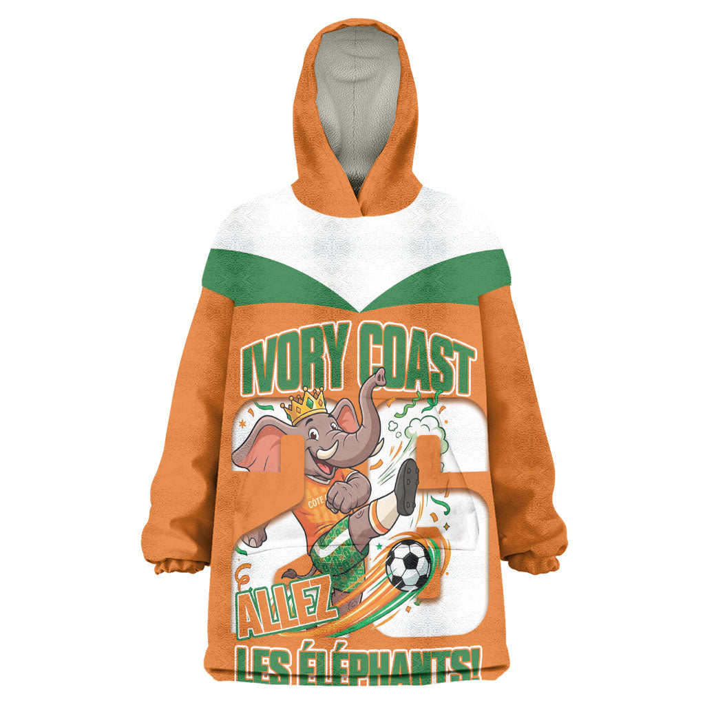 Custom Cote d'Ivoire 2026 Football Wearable Blanket Hoodie Allez Les Elephant