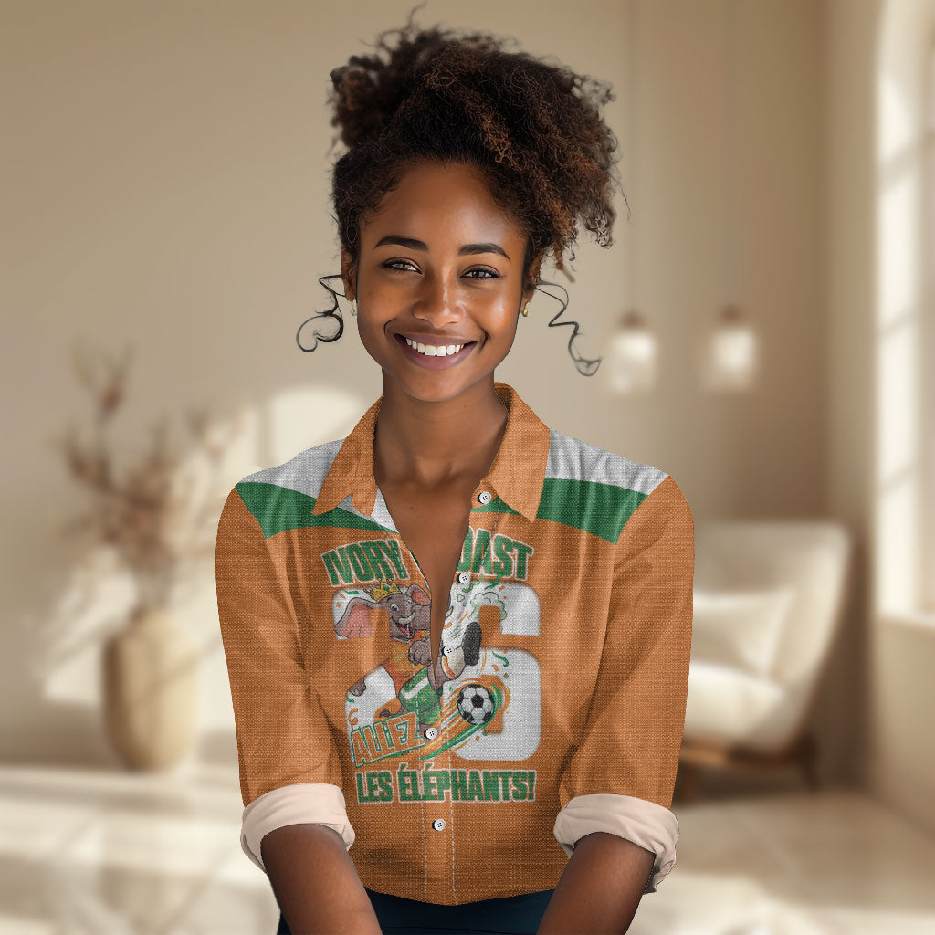 Custom Cote d'Ivoire 2026 Football Women Casual Shirt Allez Les Elephant