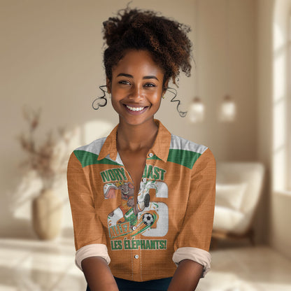 Custom Cote d'Ivoire 2026 Football Women Casual Shirt Allez Les Elephant