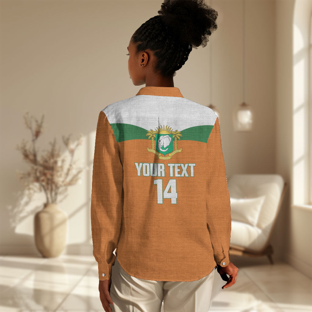 Custom Cote d'Ivoire 2026 Football Women Casual Shirt Allez Les Elephant