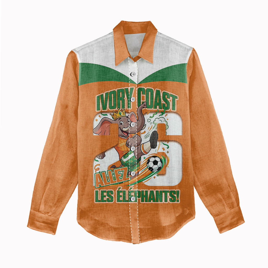Custom Cote d'Ivoire 2026 Football Women Casual Shirt Allez Les Elephant