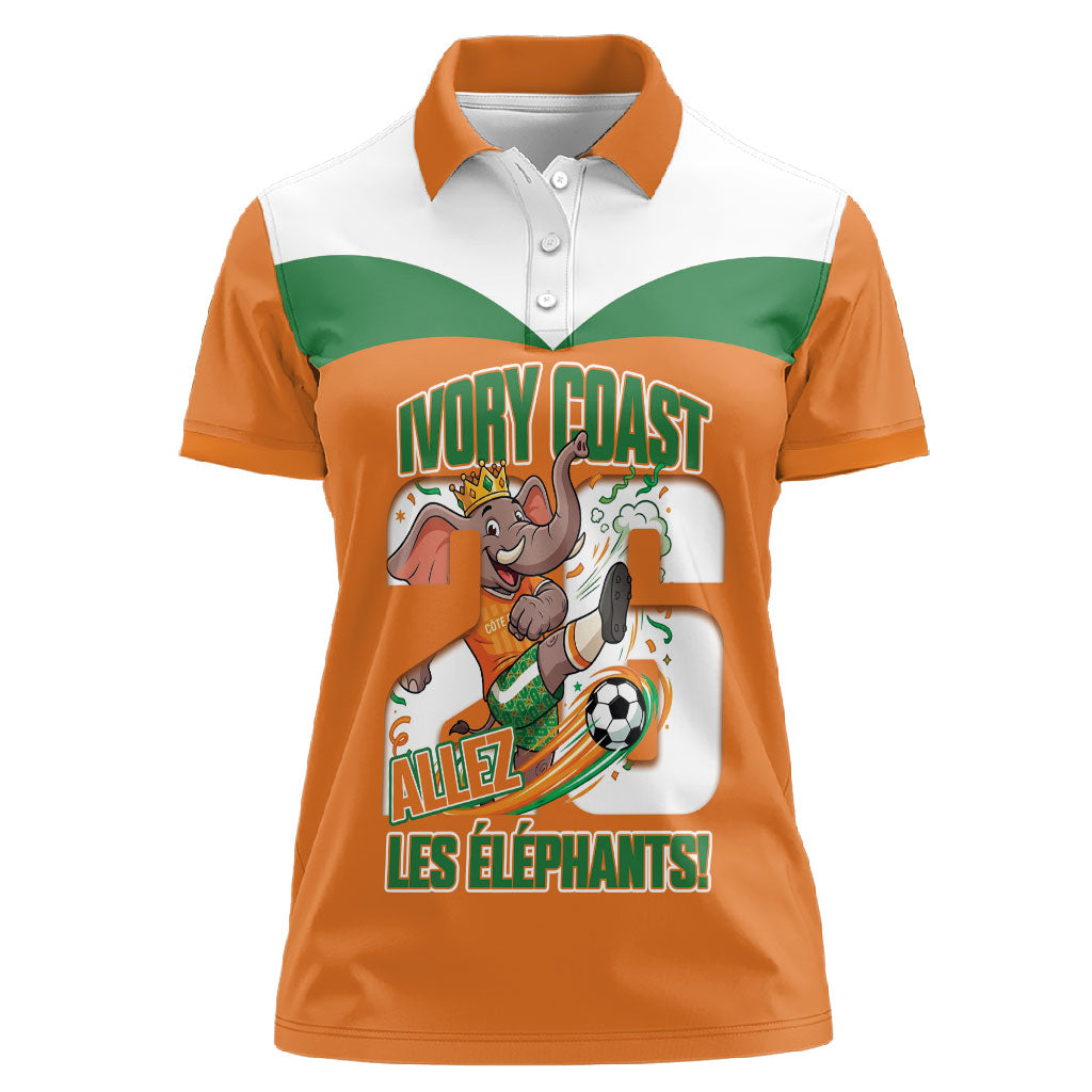 Custom Cote d'Ivoire 2026 Football Women Polo Shirt Allez Les Elephant