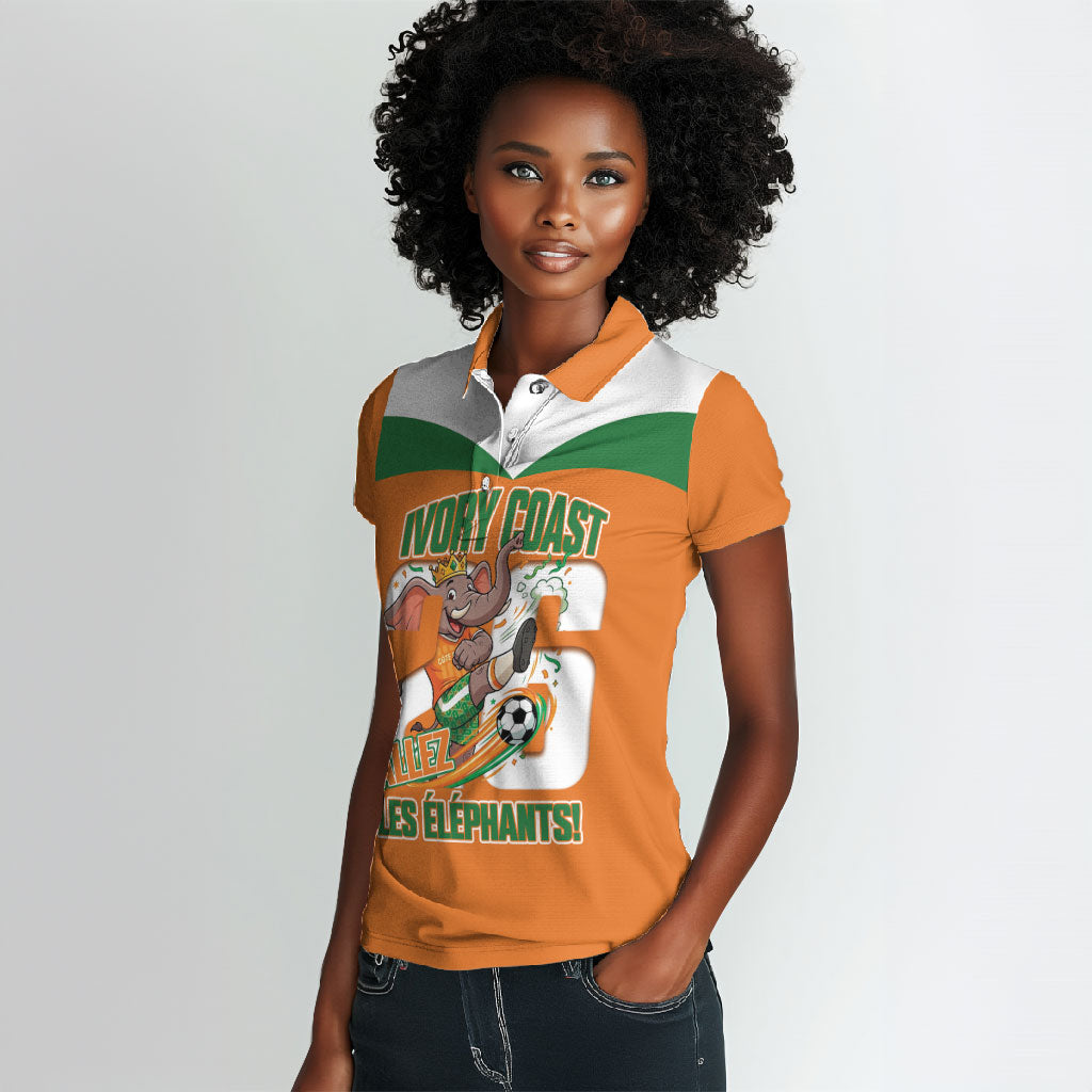 Custom Cote d'Ivoire 2026 Football Women Polo Shirt Allez Les Elephant