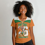 Custom Cote d'Ivoire 2026 Football Women V-Neck T-Shirt Allez Les Elephant