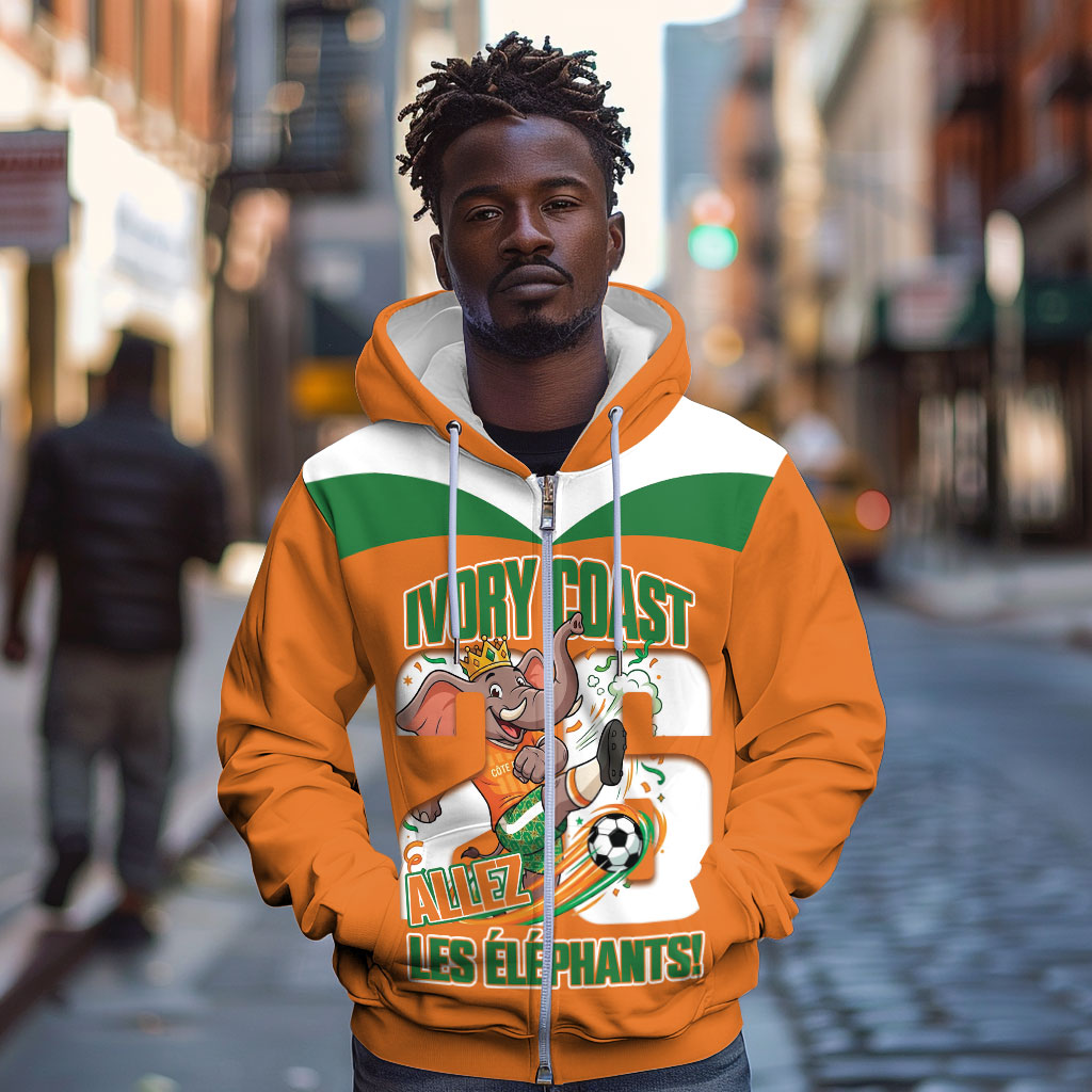 Custom Cote d'Ivoire 2026 Football Zip Hoodie Allez Les Elephant