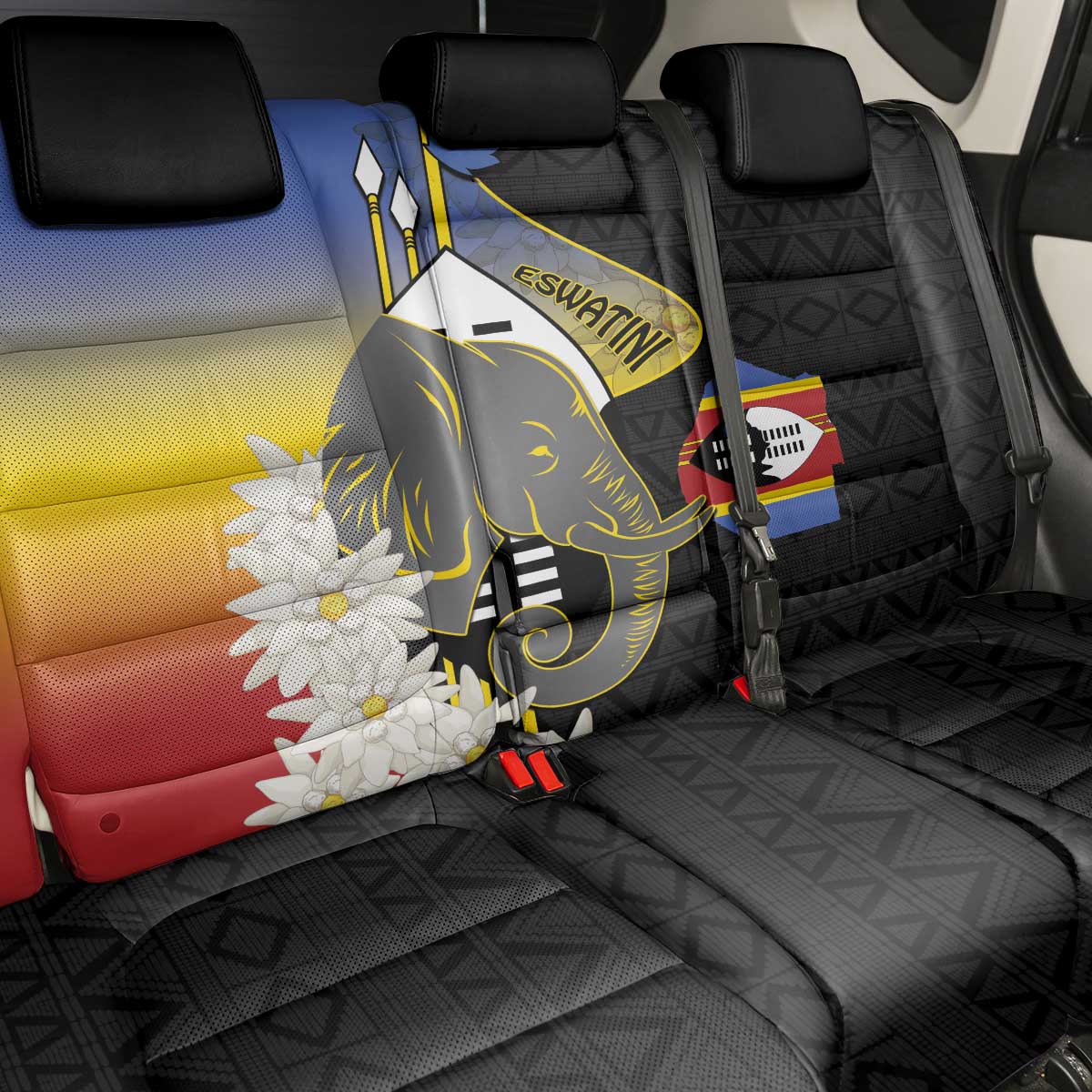 Afro Swaziland Somhlolo Day Back Car Seat Cover Nguni Shield African Pattern - African Pride