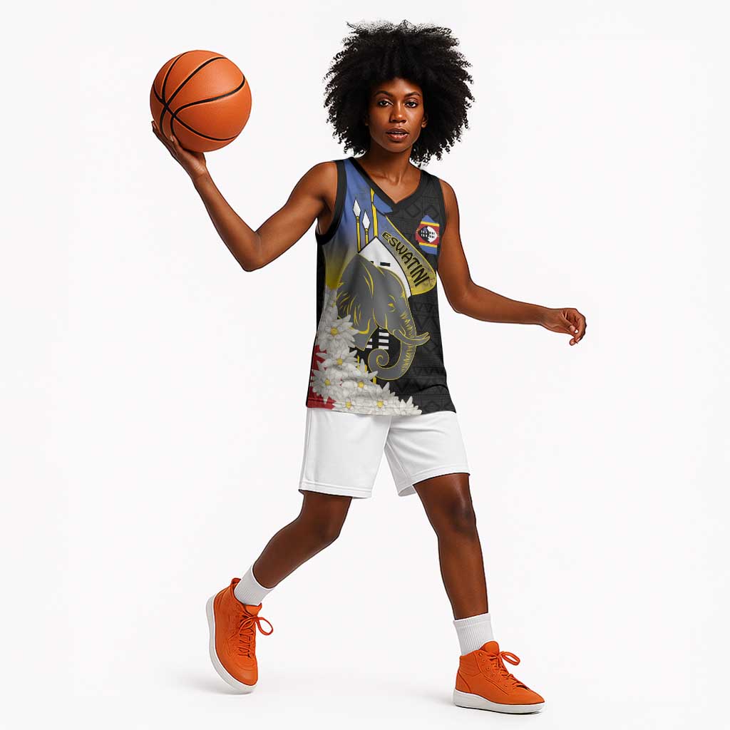 Afro Swaziland Somhlolo Day Basketball Jersey Nguni Shield African Pattern - African Pride