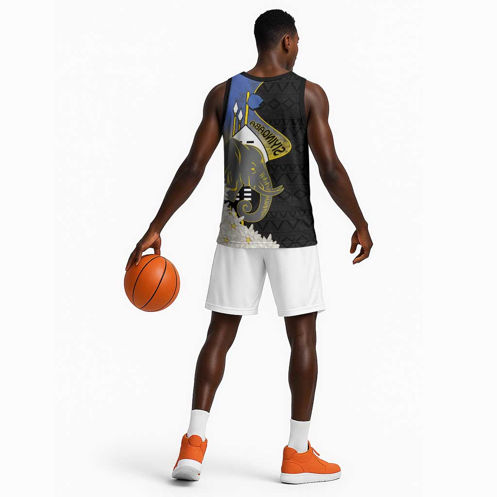 Afro Swaziland Somhlolo Day Basketball Jersey Nguni Shield African Pattern - African Pride