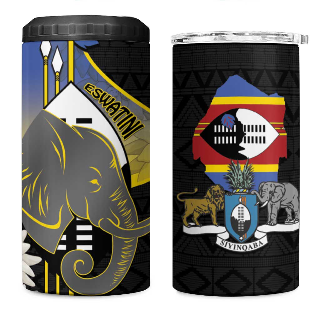 Afro Swaziland Somhlolo Day 4 in 1 Can Cooler Tumbler Nguni Shield African Pattern - African Pride