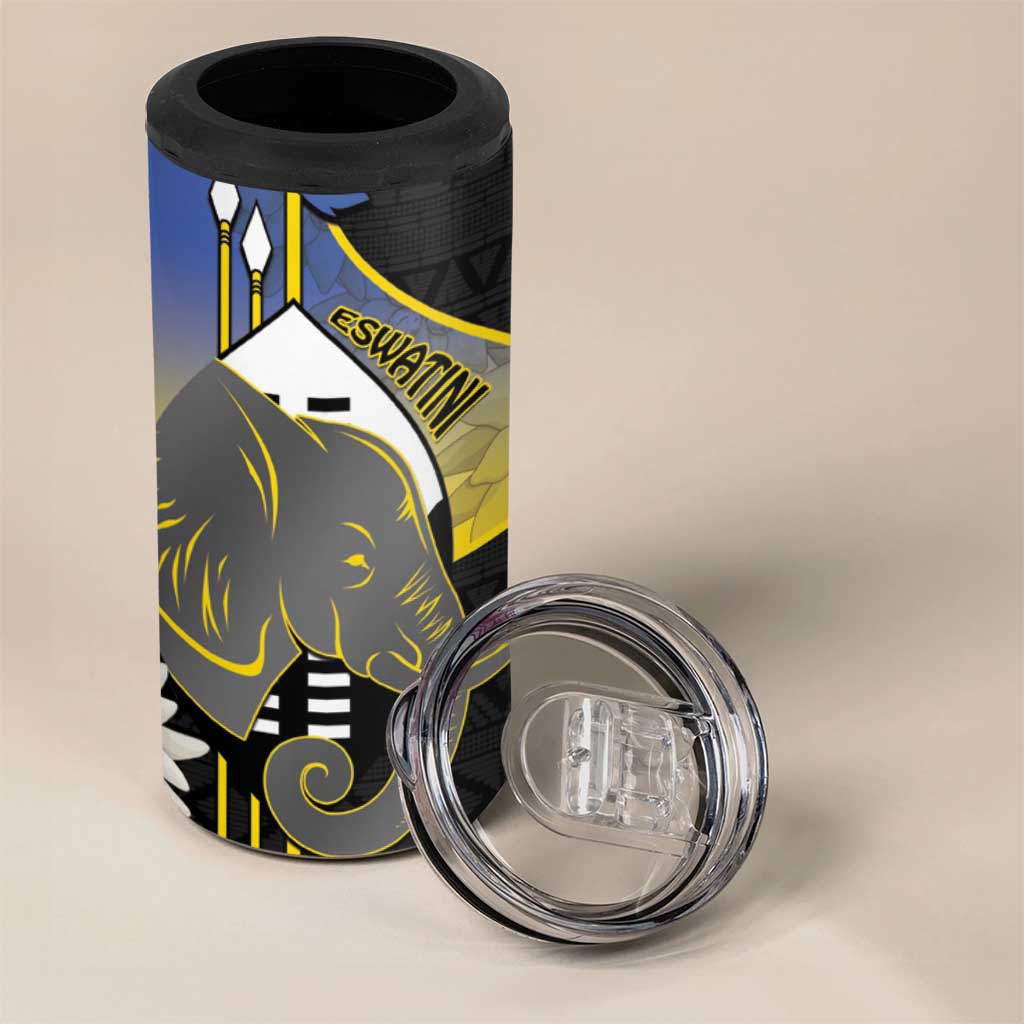 Afro Swaziland Somhlolo Day 4 in 1 Can Cooler Tumbler Nguni Shield African Pattern - African Pride