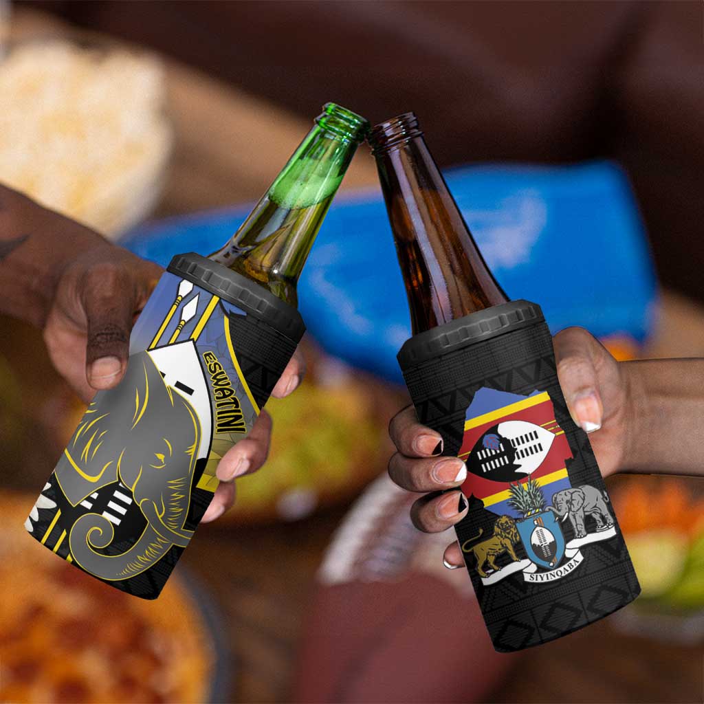 Afro Swaziland Somhlolo Day 4 in 1 Can Cooler Tumbler Nguni Shield African Pattern - African Pride