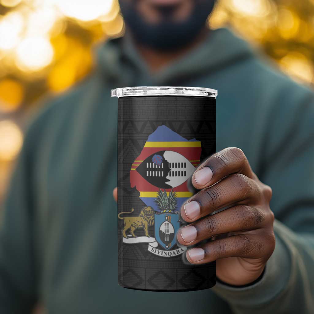 Afro Swaziland Somhlolo Day 4 in 1 Can Cooler Tumbler Nguni Shield African Pattern - African Pride