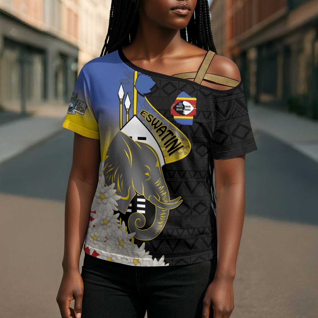 Eswatini Independence Day Cross Shoulder Shirt Swaziland Nguni Shield African Pattern