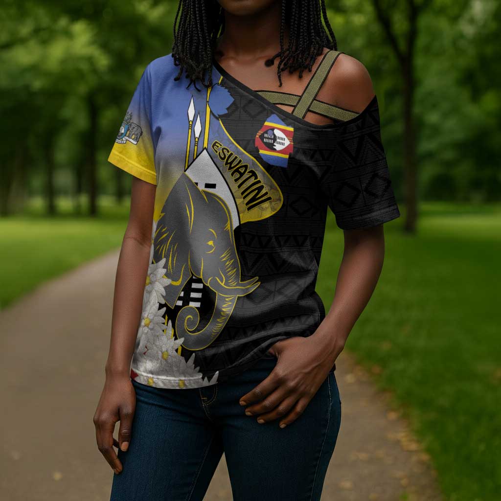 Eswatini Independence Day Cross Shoulder Shirt Swaziland Nguni Shield African Pattern