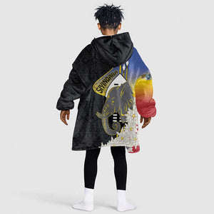Afro Swaziland Somhlolo Day Kid Wearable Blanket Hoodie Nguni Shield African Pattern - African Pride