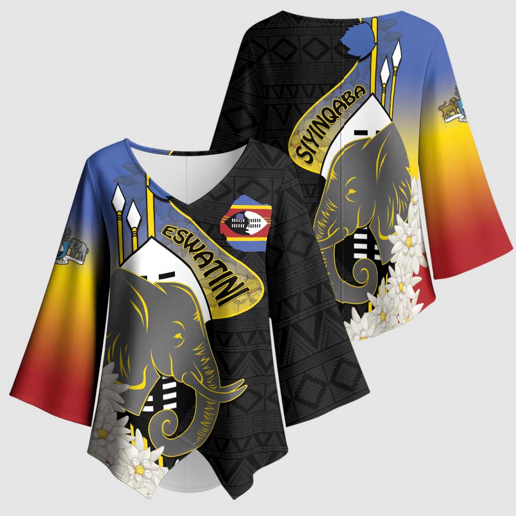 Eswatini Independence Day Kimono Sleeve Blouse Swaziland Nguni Shield African Pattern