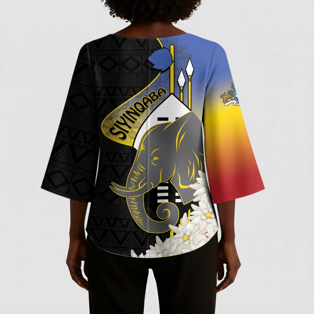 Eswatini Independence Day Kimono Sleeve Blouse Swaziland Nguni Shield African Pattern