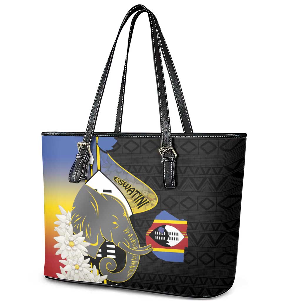 Afro Swaziland Somhlolo Day Leather Tote Bag Nguni Shield African Pattern - African Pride