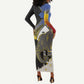 Afro Swaziland Somhlolo Day Long Sleeve Bodycon Dress Nguni Shield African Pattern - African Pride