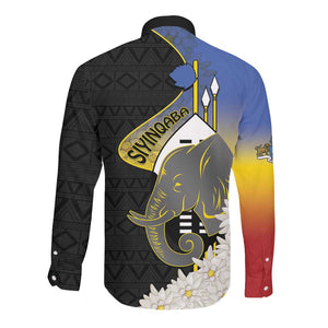 Afro Swaziland Somhlolo Day Long Sleeve Button Shirt Nguni Shield African Pattern - African Pride