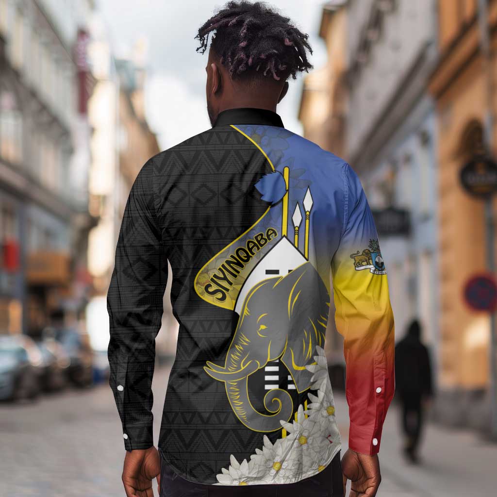 Afro Swaziland Somhlolo Day Long Sleeve Button Shirt Nguni Shield African Pattern - African Pride