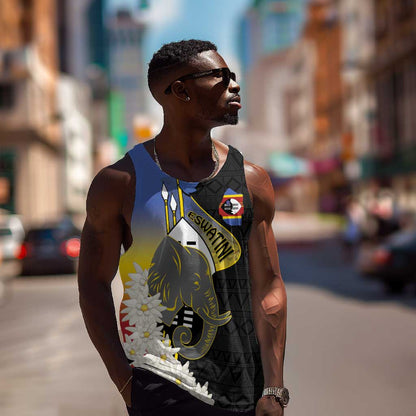 Afro Swaziland Somhlolo Day Men Tank Top Nguni Shield African Pattern - African Pride