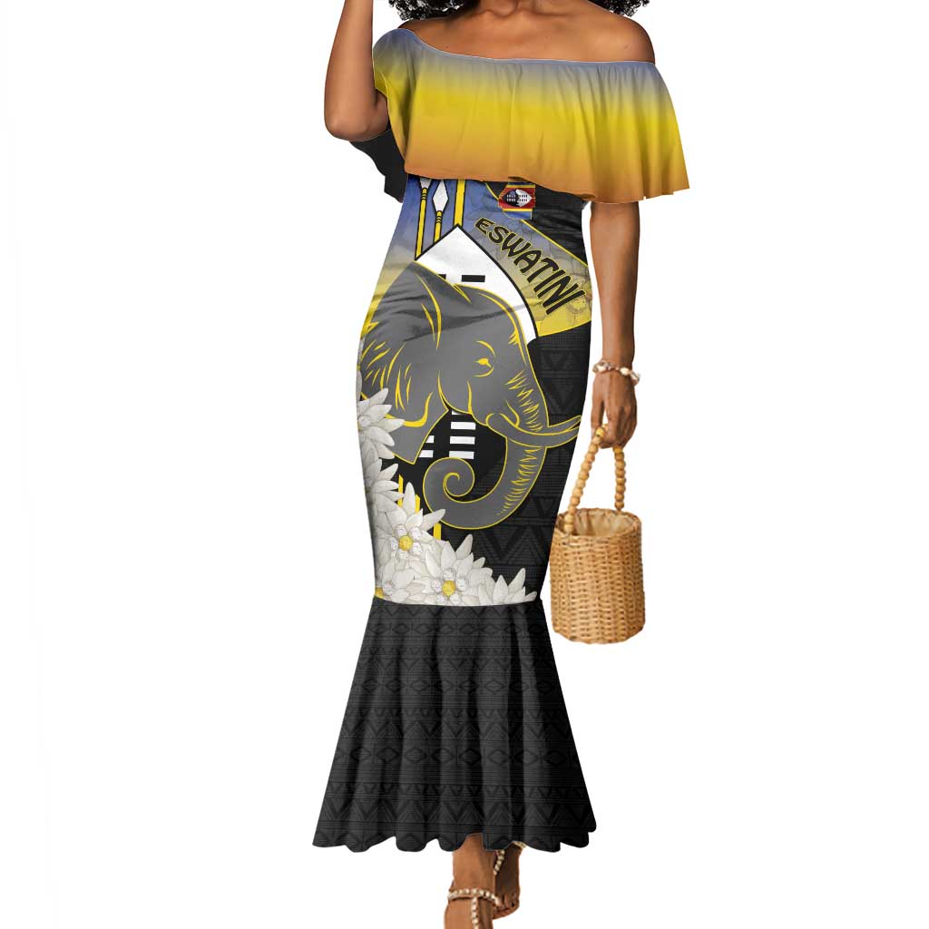 Afro Swaziland Somhlolo Day Mermaid Dress Nguni Shield African Pattern - African Pride