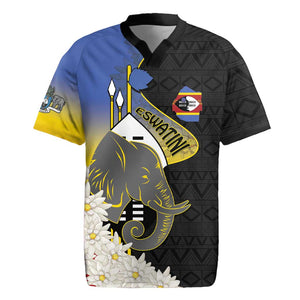 Afro Swaziland Somhlolo Day Rugby Jersey Nguni Shield African Pattern - African Pride