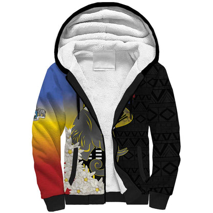 Afro Swaziland Somhlolo Day Sherpa Hoodie Nguni Shield African Pattern - African Pride