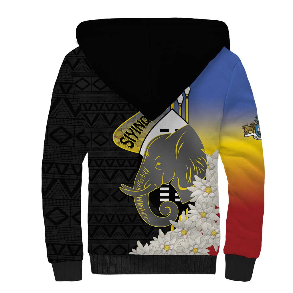 Afro Swaziland Somhlolo Day Sherpa Hoodie Nguni Shield African Pattern - African Pride