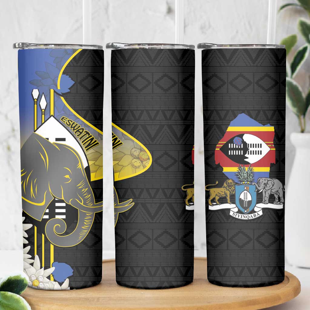 Afro Swaziland Somhlolo Day Skinny Tumbler Nguni Shield African Pattern - African Pride