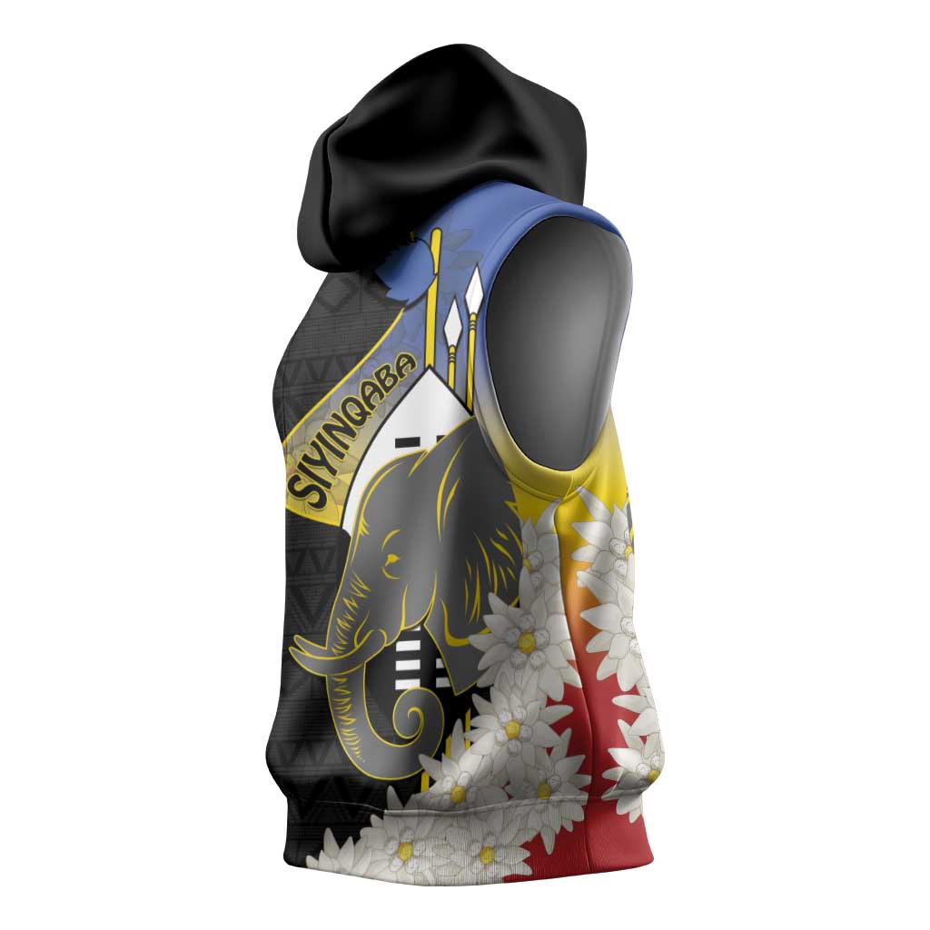 Afro Swaziland Somhlolo Day Sleeveless Hoodie Nguni Shield African Pattern - African Pride