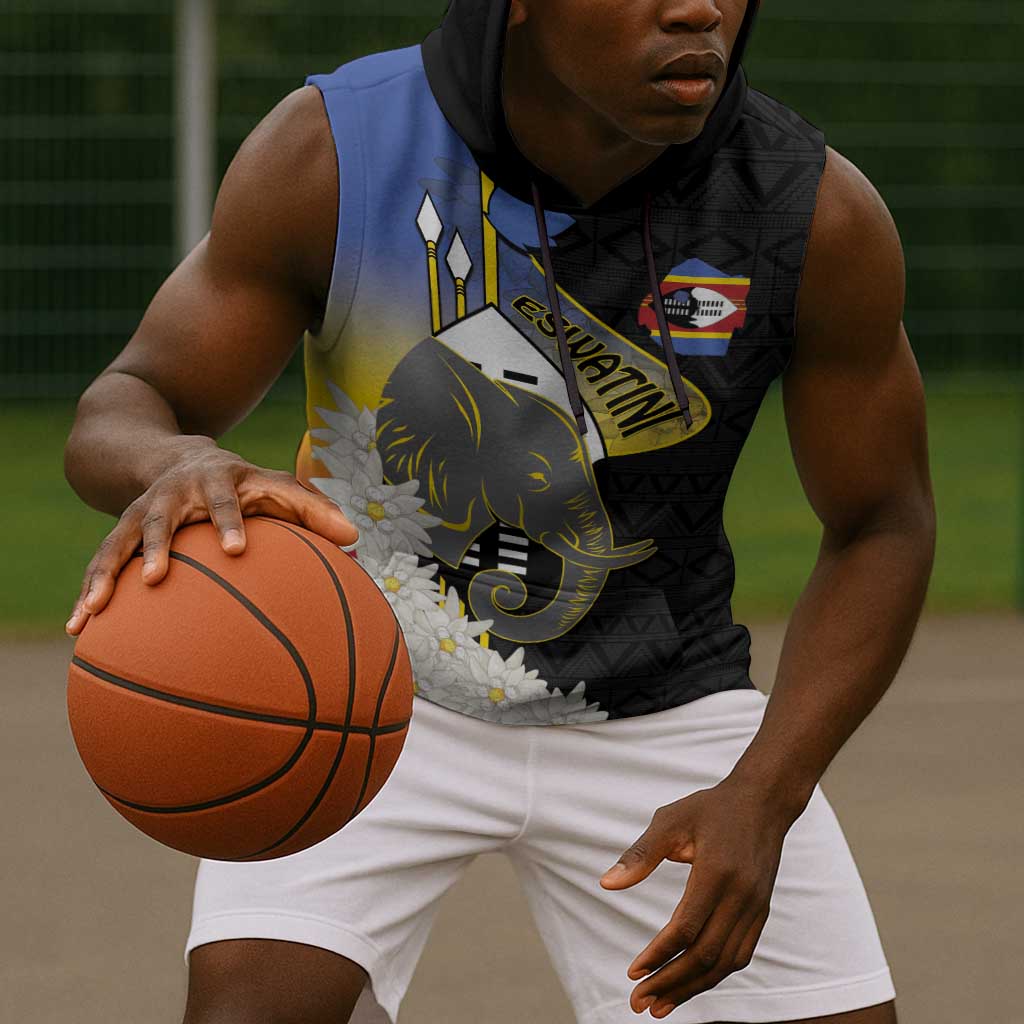 Afro Swaziland Somhlolo Day Sleeveless Hoodie Nguni Shield African Pattern - African Pride