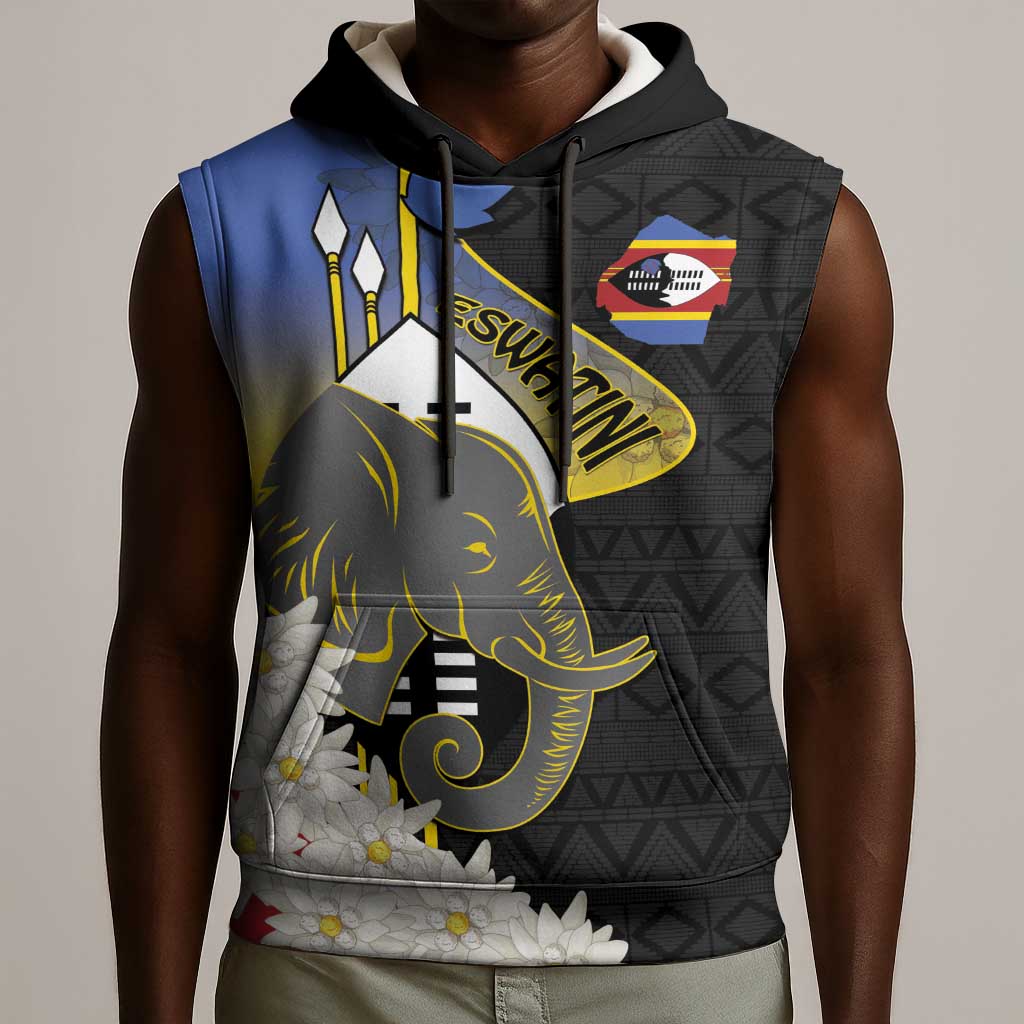 Afro Swaziland Somhlolo Day Sleeveless Hoodie Nguni Shield African Pattern - African Pride