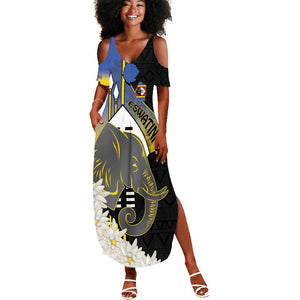 Afro Swaziland Somhlolo Day Summer Maxi Dress Nguni Shield African Pattern - African Pride