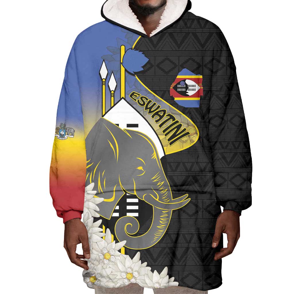 Afro Swaziland Somhlolo Day Wearable Blanket Hoodie Nguni Shield African Pattern - African Pride