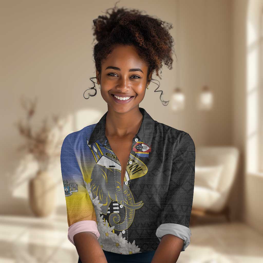 Afro Swaziland Somhlolo Day Women Casual Shirt Nguni Shield African Pattern - African Pride