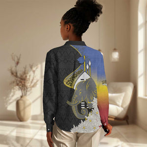 Afro Swaziland Somhlolo Day Women Casual Shirt Nguni Shield African Pattern - African Pride