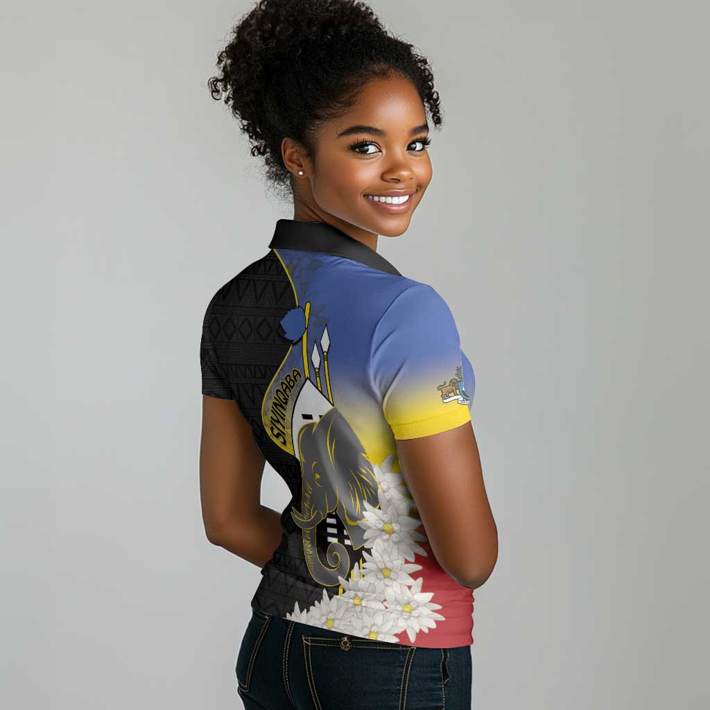 Afro Swaziland Somhlolo Day Women Polo Shirt Nguni Shield African Pattern - African Pride