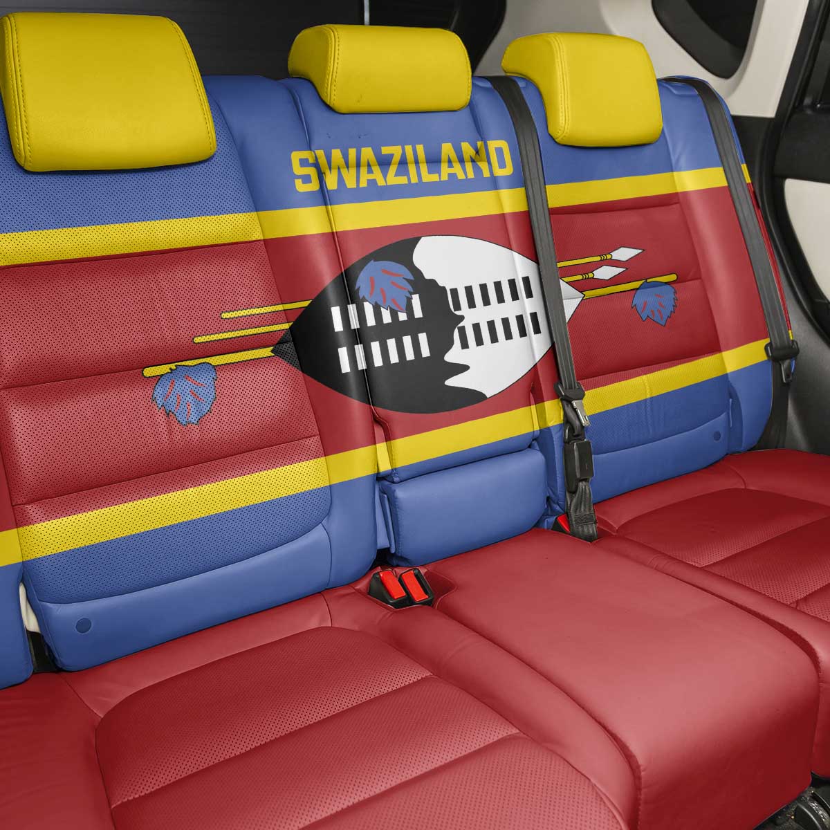 Afro Swaziland Back Car Seat Cover Siyinqaba Eswatini Flag Style - African Pride