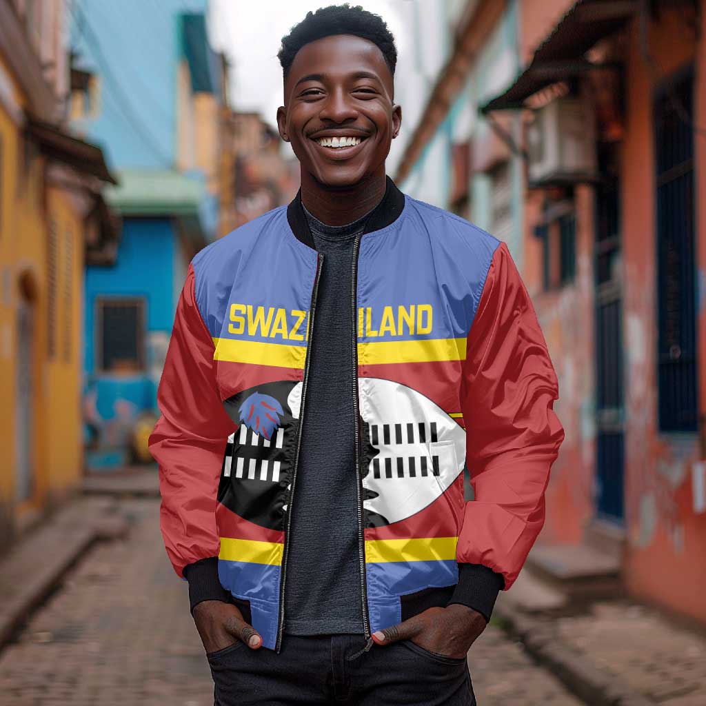 Afro Swaziland Bomber Jacket Siyinqaba Eswatini Flag Style - African Pride