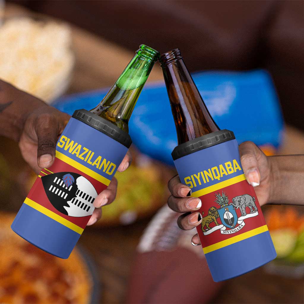 Afro Swaziland 4 in 1 Can Cooler Tumbler Siyinqaba Eswatini Flag Style - African Pride