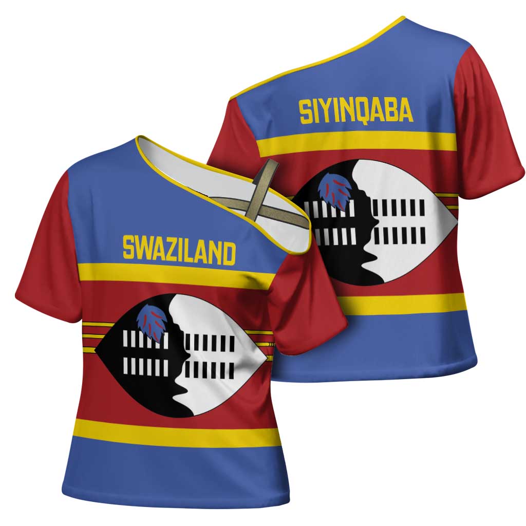 Swaziland Cross Shoulder Shirt Siyinqaba Eswatini Flag Style